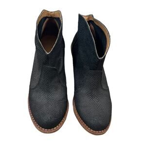 Anthropologie Schuler & Sons Philadelphia Wedge Booties Boots Embossed Black 7.5